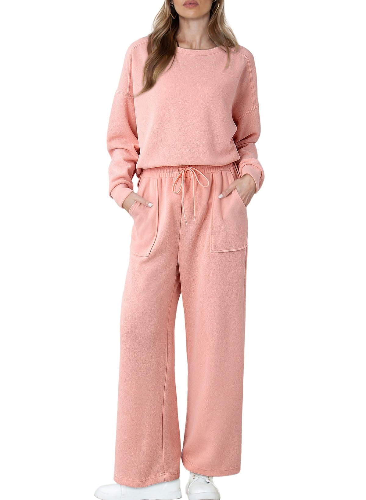 Photo 1 of *** TOP PIECE MISSING *** Dokotoo Lounge Sets For Women Cotton Comfy Two Piece Set Casual Crewneck Workout Track Suits Womens Fall Fashion Outfits Clothes Sweatsuit Pink Medium