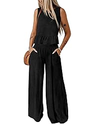 Dokotoo Pants Sets Women 2 Piece Outfits Sleeveless