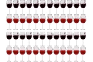 LUOZZY 48 PCS Miniature Wine Glasses Dollhouse 1:12 Miniature Wine Goblet Cups Model Tiny Wine Champagne Drink Cups Dollhouse Accessories