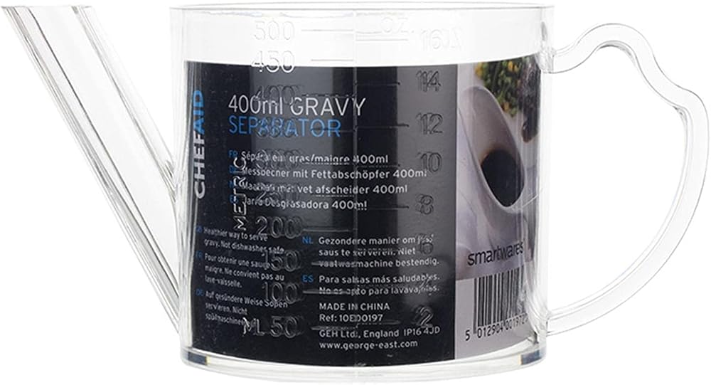Chef Aid Gravy Separator 400ml Acrylic Jug Fat Separator Measurment Markings