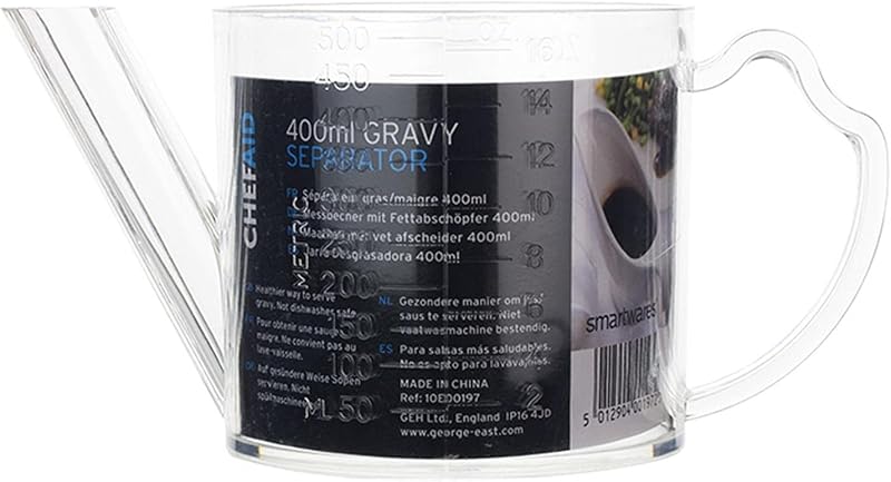 Chef Aid Gravy Separator 400ml Acrylic Jug Fat Separator Measurment Markings