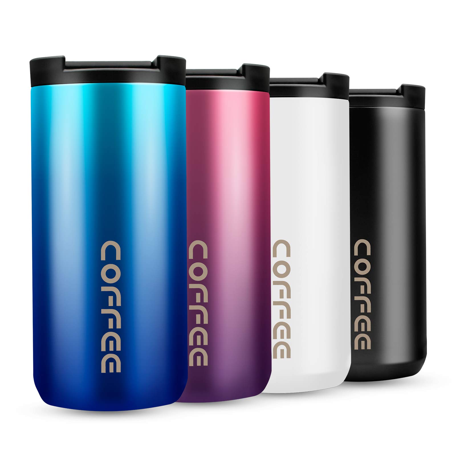 Travel Mug, Double Walled Coffee Cup 350ml Vacuum Insulation Stainless Steel with Leakproof Lid Eco-Friendly, for Hot and Cold Water Coffee and Tea