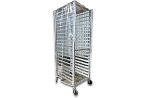 LAUNDRY BAGS ONLINE Bakery Food Pan Sheet Rack Cover – Heavy Duty PVC Vinyl Zippered Bun Pan Rack Cover – Long-lasting Use Durable Covers with 3 Zippers – Made in USA (Transparent, 23"W x 28"L x 63"H)