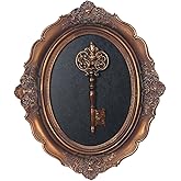 S-MANTIS Vintage Wall Sculpture, Antique Pediment, Hallway Wall Art, Hand Painted Wall Decoration With Embossed Intricate Key Design, Oval Aesthetic Room Décor, Gallery, Unique Gift (Antique Gold-Key)