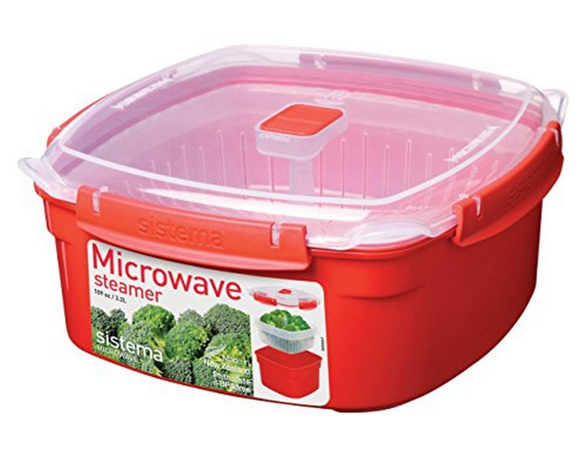 Sistema 1103 Microwave Collection Steamer, Large, 13.6 Cup, Red | BPA Free Cook and Serve Container