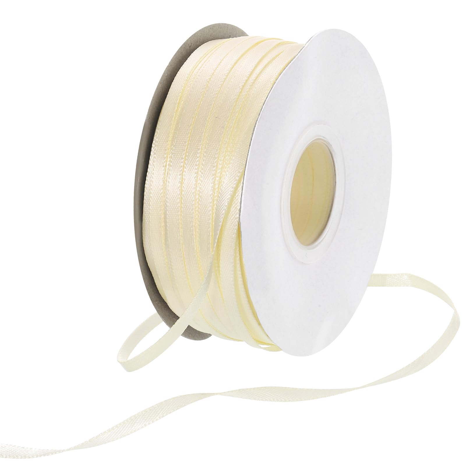 Rebower 3mm Satin Ribbon 91m Thick Double Face Grosgrain Silk Ribbon, [for Gift Wrapping, Hair Bows, Wedding, Cake, Flower] - 100 Yard/300ft/ Beige