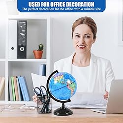 KISEER Rotating World Globe 6 Inch Spinning Earth