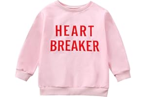 Lesimsam Toddler Baby Boy Girl Valentines Outfit Crewneck Sweatshirt Letter Print Long Sleeve Pullover T-Shirt Tops