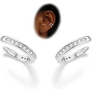 Subiceto 925 Sterling Silver Ear Cuffs Non Piercing - Adjustable Hypoallergenic 14K Gold Plated Clip On Earrings for Women Cu