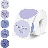 YEGAWEN 2 Inch Round Thermal Label Stickers, Purple Circle Thermal Stickers Labels, Direct Thermals Printer Label for Logo Design-300 Sheets/1 Roll