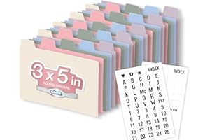 Chell 3x5 Plastic Index Card Dividers, Morandi Colors, Heavyweight Poly Index Card Guides A-Z, with Alphabetical/Blank Sticke