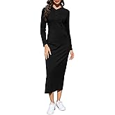 BeautyNee Women's Casual Long Sleeve Slim Pullover Maxi Hoodie Dress Button Sweatshirt Long Dresses with Pockets