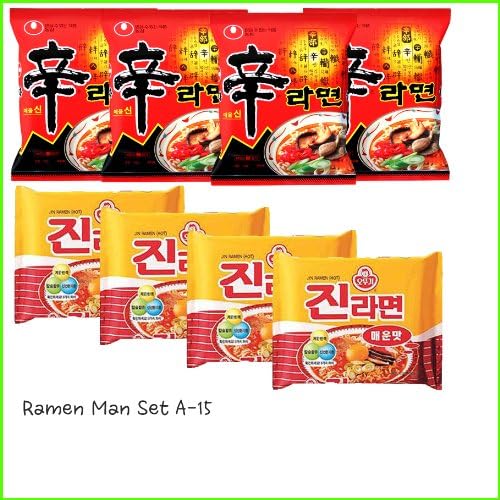 Ramen Man Set A-15(Shin Ramen x4 , Jin Ramen Spicy x4) 라면만 세트 A-15 (신라면 x4, 진라면 매운맛 x4)