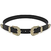 XZQTIVE Women Leather Belt Ladies Vintage Western Belt Retro Cowgirl Leather Belt Black Waist Belt for Pants Jeans Dresses