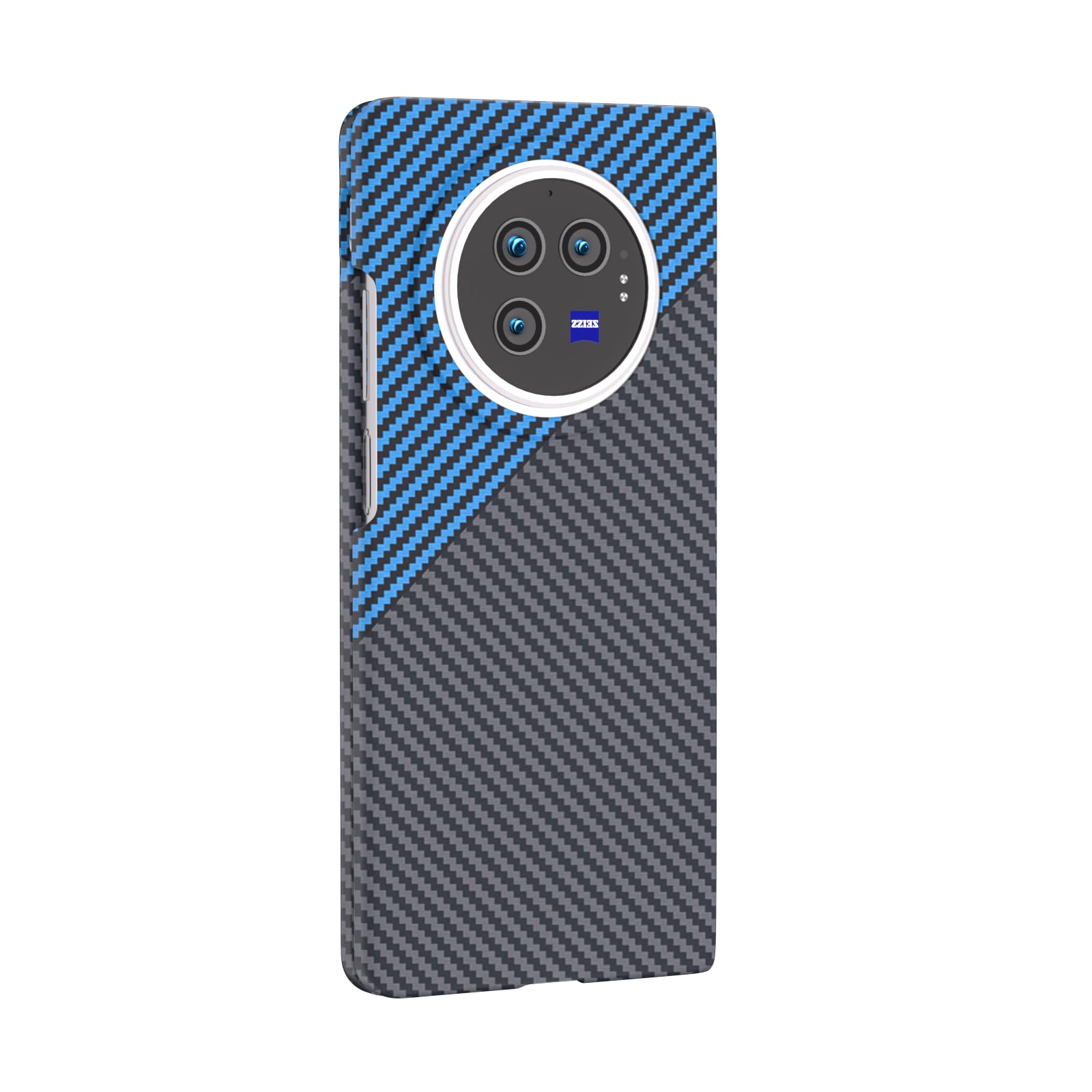 COQUE Case vivo X Fold3 Pro Shell,Carbon Fiber Folding Phone Cover for vivo X Fold3 Pro-Black Blue