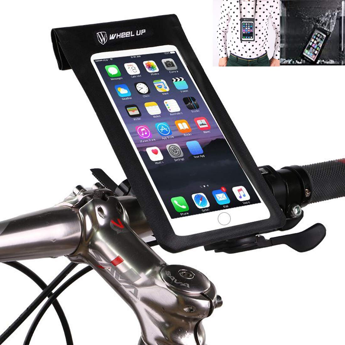 Bike Handlebar Bag, Bicycle Phone Holder, Universal Waterproof Ultra Thin Phone Case/Cycling Pouch Bike Phone Mount Touch Screen Dry Bag for iPhone 16 15 14 13 12 11 Pro Max XS Smartphone Below 6.9''