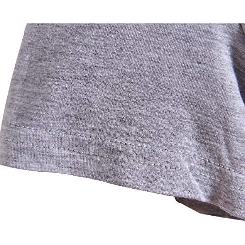 LUFENG Women's Casual V Neck T-shirt Short Sleeve High Low Tunic Loose Blouse Tops with Pocket