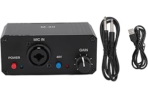 GOWENIC Dynamic Microphone Preamp for Dynamic and Condenser Microphones Booster, Mic Preamplifier Booste, 8V Power XLR Output Mic Preamplifier for Stage Podcasts Live Broadcast