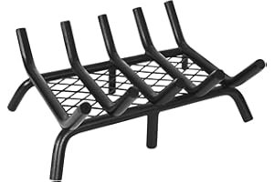 GOCAMPDIRECT Fireplace Grate 17inch with Ember Retainer | Fireplace Log Grate with Heavy Duty Solid Round Steel 3/4” Bar | No Assembly Required Hearth Grate for Firepit Firewood Log Indoor Wood Stove Burning