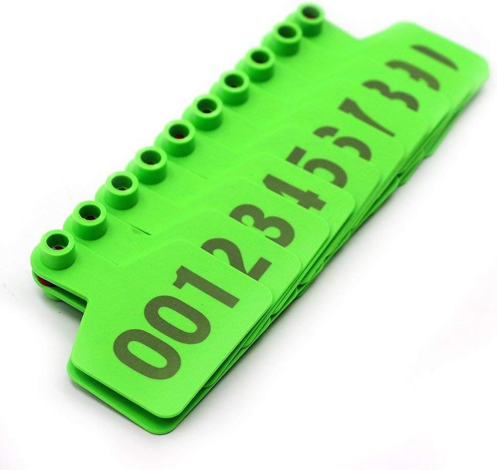 100 Sets Cattle Ear Tags TPU Material Cow Ear Tag with Number 001-100 (Green) - Image 3