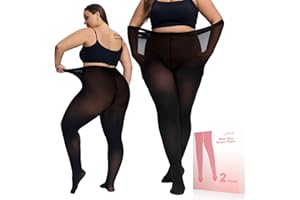 UISLII Plus Size Tights for Women,2 pairs 80D Semi Opaque Tights women,Solid Color Soft High Waist Stockings Size Up to 6XL.