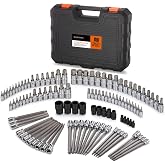 RIMKOLO 107-Piece Allen and Torx Bit Socket Set, 1/4", 3/8" and 1/2" Drive Hex/Ball End Hex/Extra Long Tamper Proof Torx SAE &amp; Metric Bit Set
