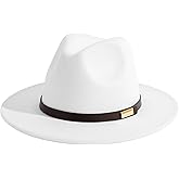 Gossifan Fedora Hats for Men Wide Brim Panama Hat with Classic Belt
