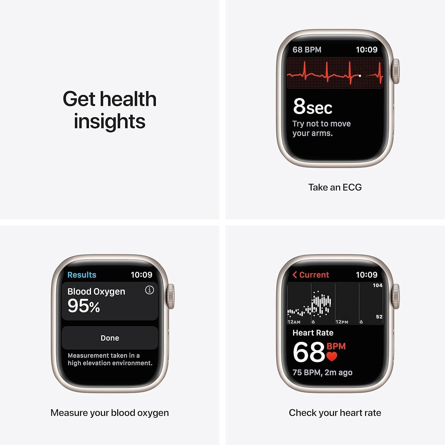 Amazon Renewed Apple Watch Series 7 (GPS, 41mm) Starlight Aluminum Case with Starlight Sport Band, Regular (Renewed)