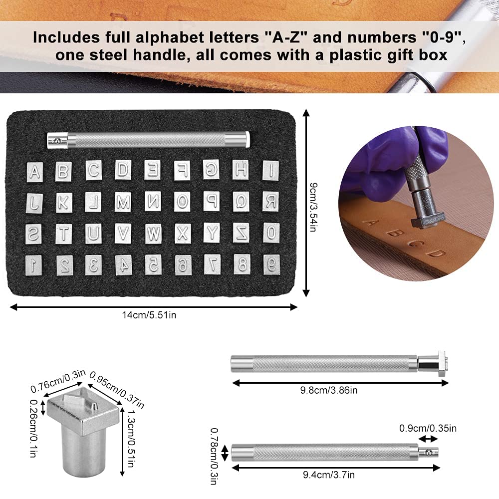 Leather Stamping Tools with Rubber Hammer, 71 PCS Leather Different Shape Saddle Making Stamp Punch Set Leather Carving Tools Leather Stamps Leather Punch Tools (71PC)