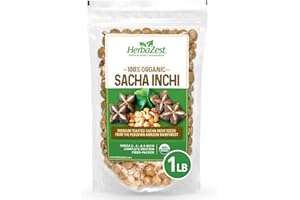 HerbaZest Sacha Inchi Seeds Organic – 1 LB (454g) – Vegan, Gluten Free & USDA Certified – Premium Nutritious Superfood – Complete Protein, Fiber & Omega Packed – Perfect for Snacks, Trail Mixes, Baked & Non-Baked Goods