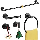 Twirobt 5-Piece Matte Black Bathroom Hardware Set, Towel Racks Set for Bathroom SUS304 Stainless Steel Toilet Paper Holder Wall Mounted, 24 Inch Modern Bathroom Accessories Kit