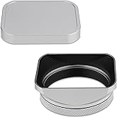 Haoge Square Metal Lens Hood for Fujifilm X100VI with 49mm UV Filter Adapter Ring & Metal Cap Kit Camera Accessories Silver