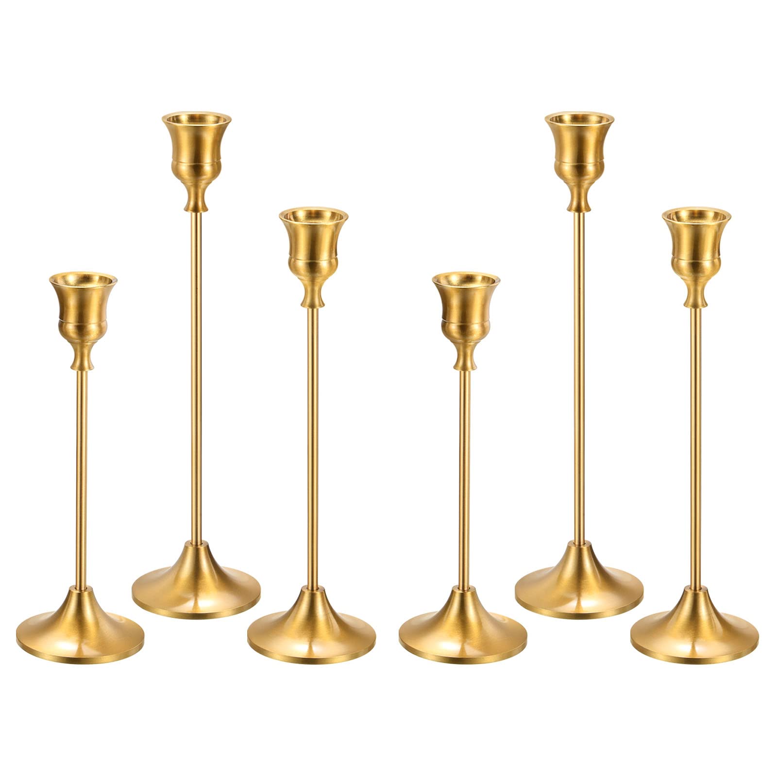 PATIKIL Gold Candlestick Holder, Candle Stick Long Holder Set of 6 Vintage Taper Candle Holders Fits 3/4" Candles for Wedding Dining Table Decor