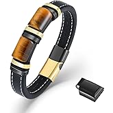 VA JENT Mens Tiger Eye Bracelets Microfiber Leather Cuff Bracelet for Men Gifts on Father's Day Christmas Anniversary Birthday