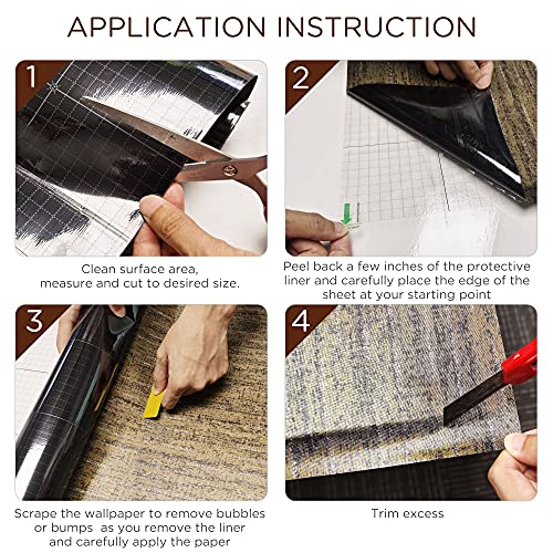 LotFancy Peel and Stick Wallpaper, 11.8”x 78.7”, Mocha Brown, Removable Wood Contact Paper, Self Adhesive Wall Paper for Countertop Cover, Furniture Renovation, Squeegee Included