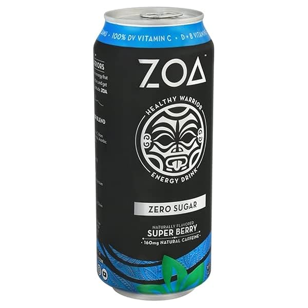 ZOA, ENERGY DRINK, ZERO SUGAR, SUPER BERRY, 16 OUNCE