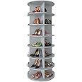 SpaceAid 7 Tier Rotating Shoe Rack Tower, Spinning Shoe Display Lazy Susan, Revolving 360 Shoe Rack Storage Round Carousel, Vertical Handbag Rotate Shoes Closet Organization (7-Tier Gray)