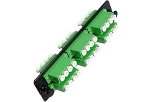 RiteAV LGX Footprint Fiber Optic Cable LC Adapter Patch Panel 6 Ports Loaded w/6 LC Quad Duplex Singlemode (9/125) APC Adapters Black