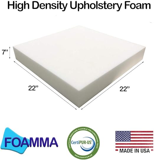 FOAMMA 7" x 22" x22" High Density Upholstery Foam Cushion