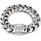 Azubpi Wrist Armor Style Chain Men Bracelet Stainless Steel Punk Jewelry Silver Black Gold Cool Gifts for Mens 8.26in/8.66in/9.05in/9.44in