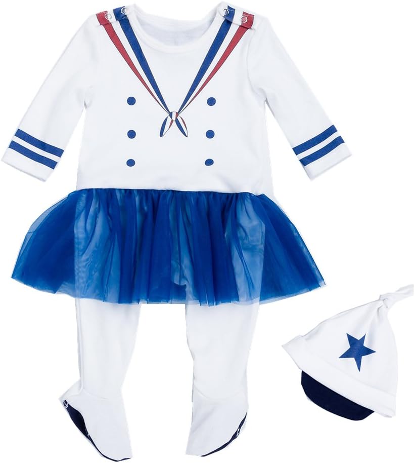 Bom Bom Baby Boys Girls One Piece Naval Style Footie Pijama with Hat