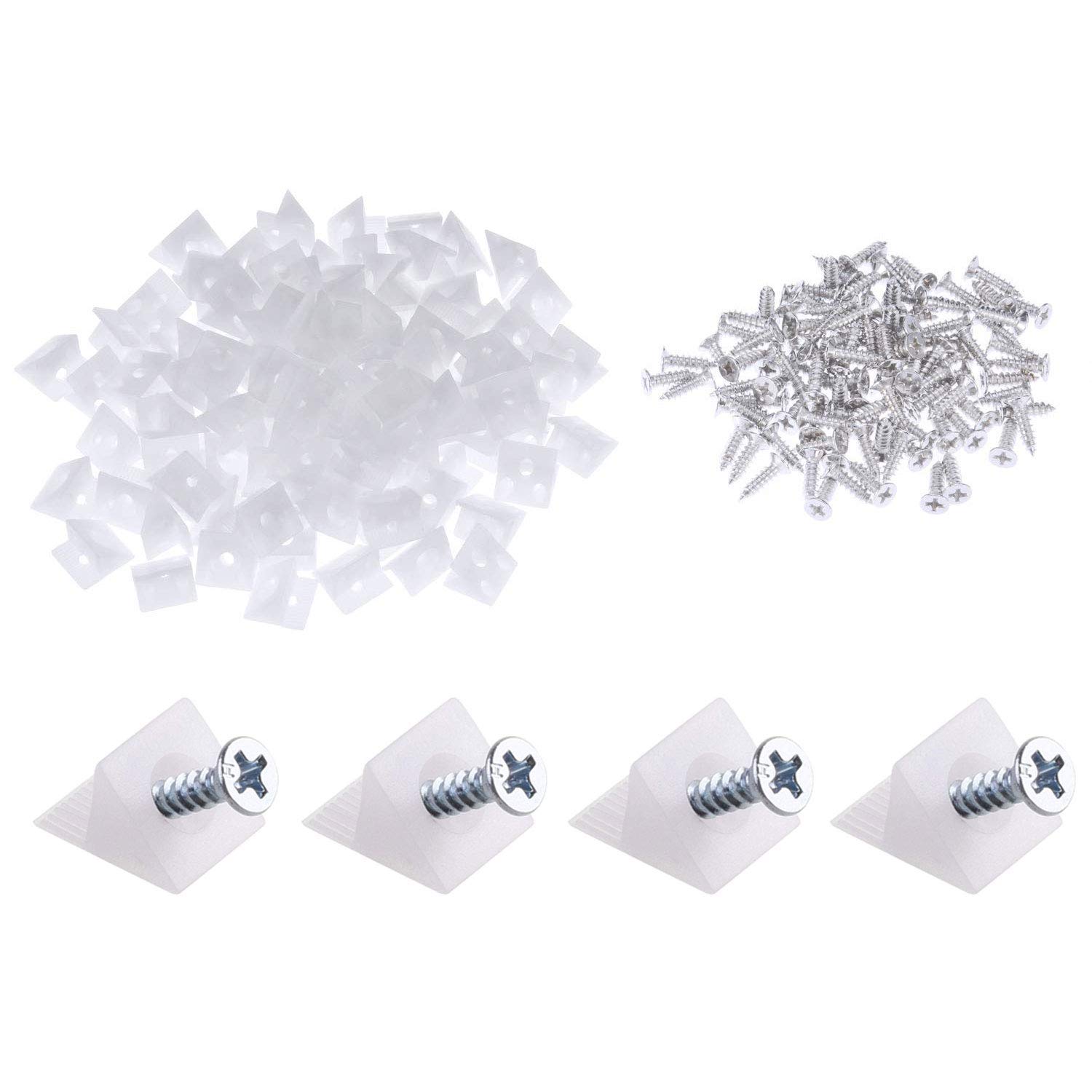 50 Pack Furniture Chest Drawer Bottom Repair Fixing Mending Wedges Drawer Plastic Corner Brace Angle Code Bracket Fastener with Screws