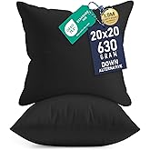 Utopia Bedding 20x20 Pillow Inserts, Set of 2, Black – Indoor Decorative Throw Pillows for Bed, Sofa & Couch – Soft, Supportive & Fluffy Cushion Inserts