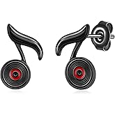 Music Earrings 925 Sterling Silver Vinyl Record Music Note Earrings Punk Rock Funky Music Jewelry Gifts for Women