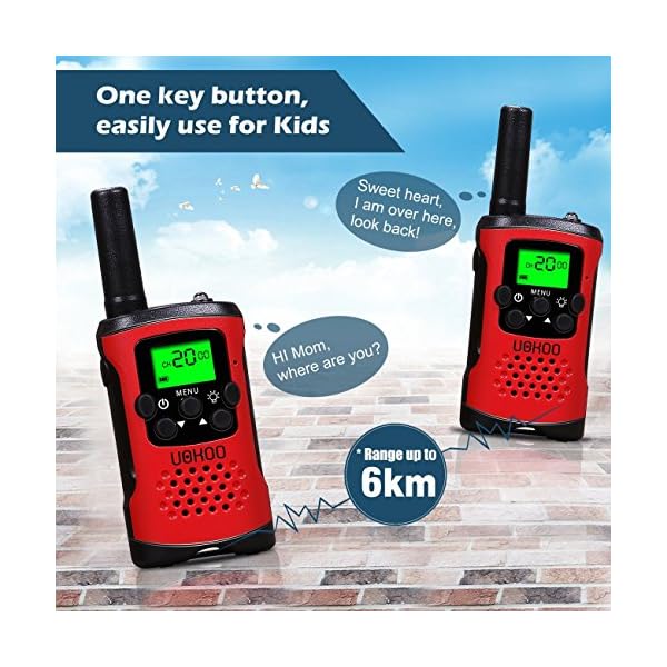 Kids-Walkie-Talkies-UOKOO-4-Mile-Range-22-Channel-FRSGMRS-Pair-of-Walkie-Talkies-for-Kids-Toys-1-Pair-Red