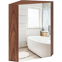 Giantex Corner Medicine Cabinet, 23.5” Over The Toilet Storage Cabinet with Mirror Door, Adjustable Shelf, Clear Reflection, 
