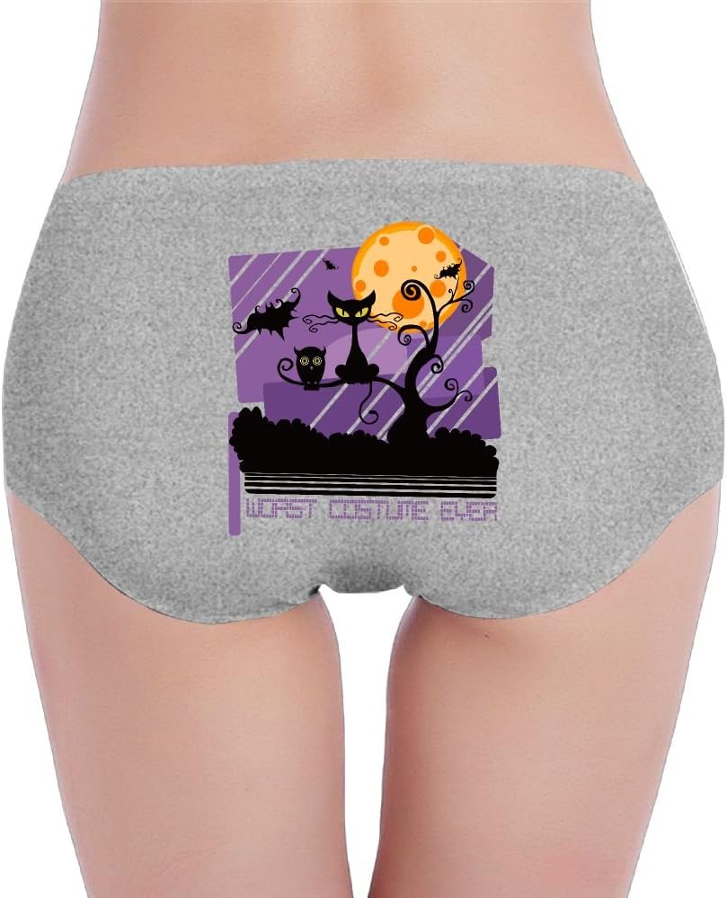 Art Design Worst Costume Ever Halloween Scared Black Cat Underwear Womens Printing Briefs COOLSHEN