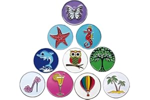 PINMEI Lot of 10 Golf Ball Markers Assorted Patterns - Soft Enamel Technique