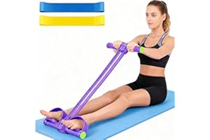 SORALEK Pedal Resistance Band with Handle,Upgrade 6-Tube Detachable Yoga Bands,Multi-Functional Resistance Band Fitness Equipment, for Full Body Stretching, Shaping and Fat Reduction Training