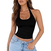 ForeFair Women Sexy Halter Neck Backless Going Out Tops Open Back Sleeveless Slim Fit Y2k Summer Tops